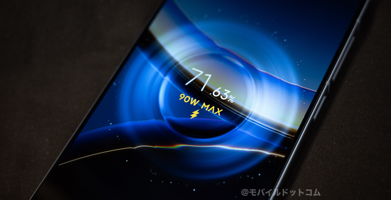 最大90Wの超急速充電対応!充電器やケーブルも付属している